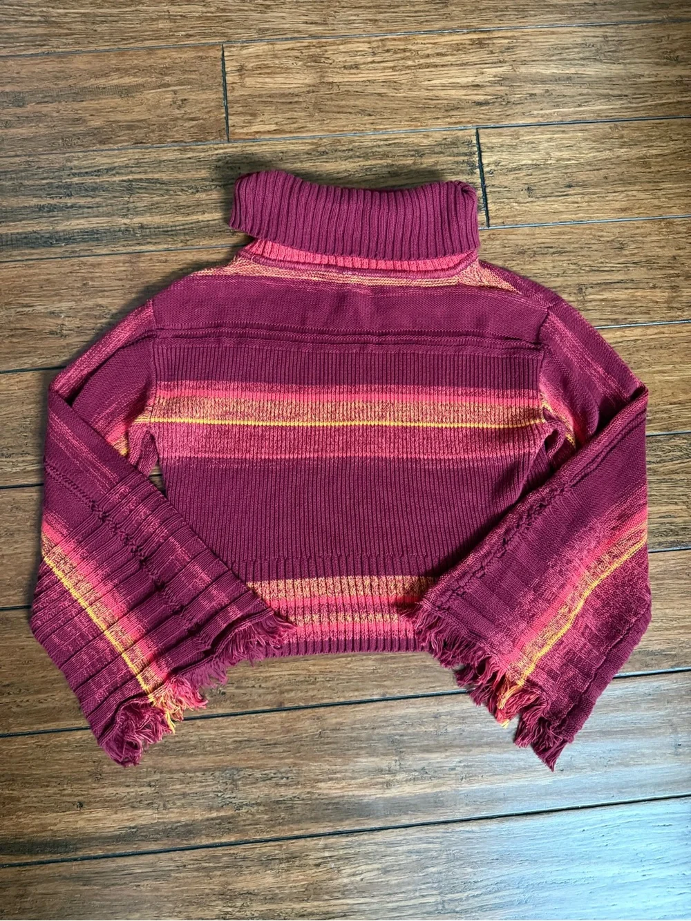 Free People Close To Me Pullover Turtleneck Sweater Size M Flare Sleeve Autumn